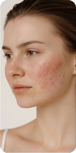 Patient before treatment with active breakouts and facial redness