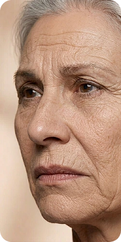 Patient before treatment with deep lines and creases