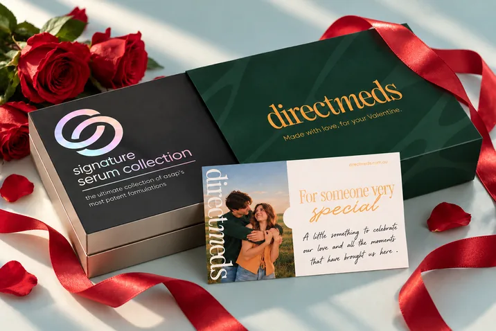 ASAP Signature Serum Collection gift box with a Valentine’s card